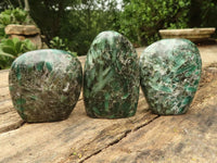 Polished Emerald In Matrix Standing Free Forms x 3 From Sandawana, Zimbabwe - TopRock