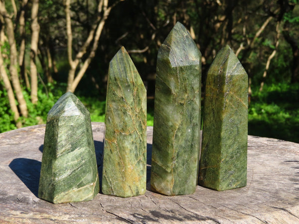 Polished Banded Fuchsite Crystal Points x 4 From Madagascar - TopRock