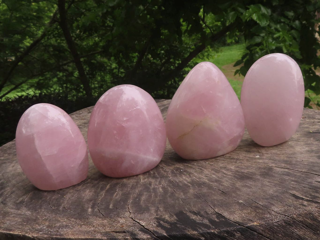 Polished Gemmy Pink Rose Quartz Standing Free Forms  x 4 From Ambatondrazaka, Madagascar - TopRock