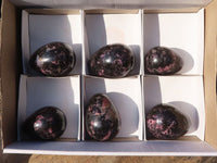 Polished Rhodonite Gemstone Eggs x 6 From Madagascar - Toprock Gemstones and Minerals 