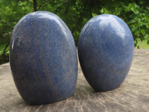 Polished Blue Lazulite Standing Free Forms  x 2 From Madagascar - TopRock