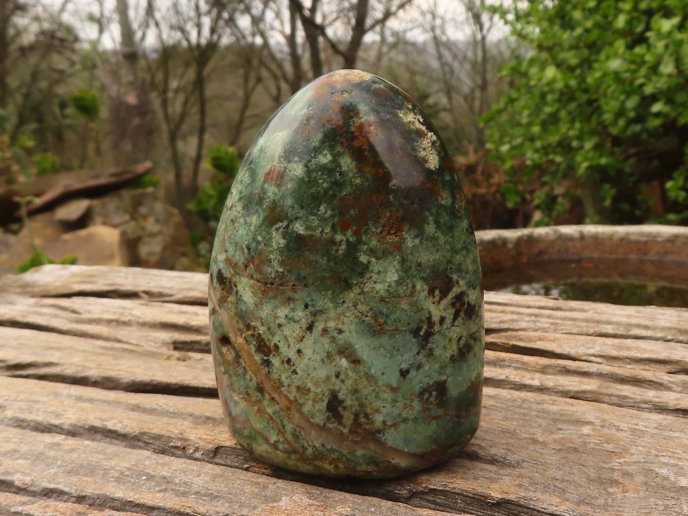 Polished  Green Chrysoprase Standing Free Forms  x 6 From Madagascar - Toprock Gemstones and Minerals 