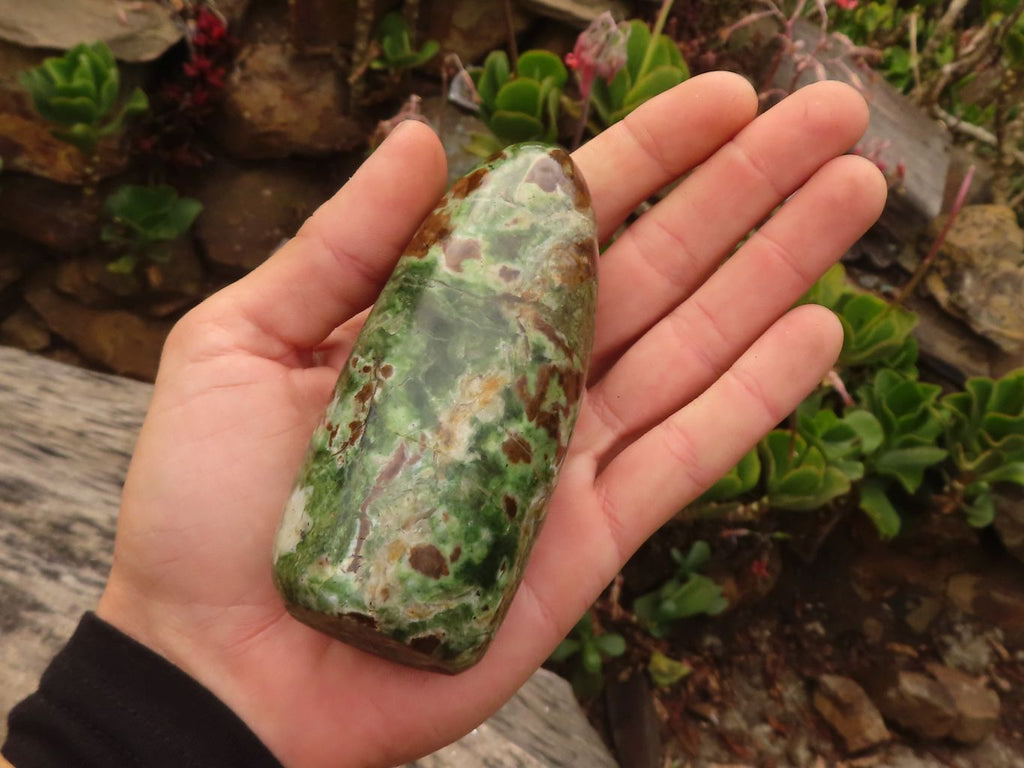 Polished  Green Chrysoprase Standing Free Forms  x 6 From Madagascar - Toprock Gemstones and Minerals 