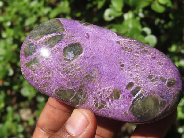 Polished Stichtite & Serpentine Free Forms With Silky Purple Threads  x 6 From Barberton, South Africa