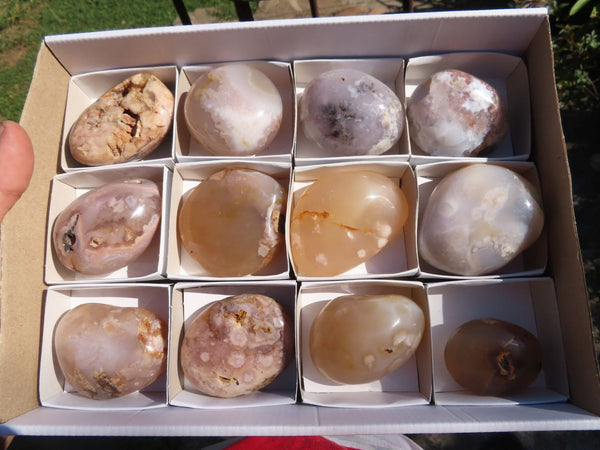 Polished Coral Flower Agate Gallets x 12 From Antsahalova, Madagascar - TopRock