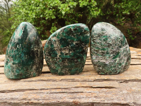 Polished Emerald In Matrix Standing Free Forms  x 3 From Zimbabwe