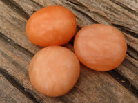 Polished Orange Twist Calcite Galets / Palm Stones x 20 From Maevantanana, Madagascar - Toprock Gemstones and Minerals 