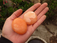 Polished Orange Twist Calcite Galets / Palm Stones x 20 From Maevantanana, Madagascar - Toprock Gemstones and Minerals 