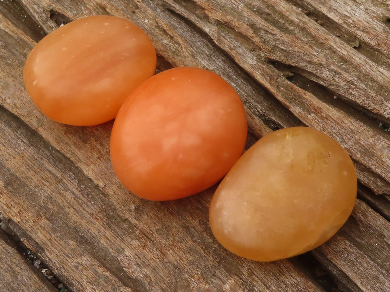 Polished Orange Twist Calcite Galets / Palm Stones x 20 From Maevantanana, Madagascar - Toprock Gemstones and Minerals 