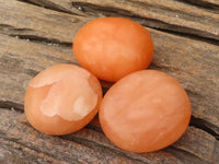 Polished Orange Twist Calcite Galets / Palm Stones x 20 From Maevantanana, Madagascar - Toprock Gemstones and Minerals 