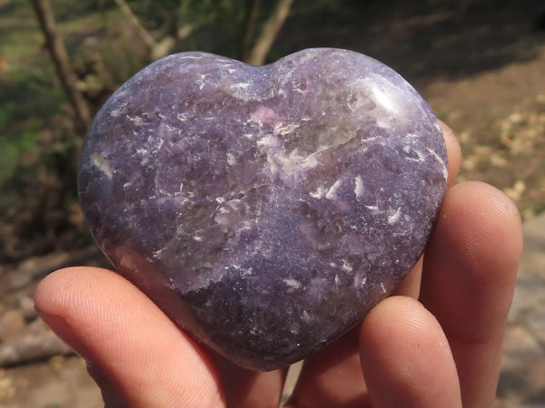 Polished Purple Lepidolite Mica Hearts  x 6 From Madagascar