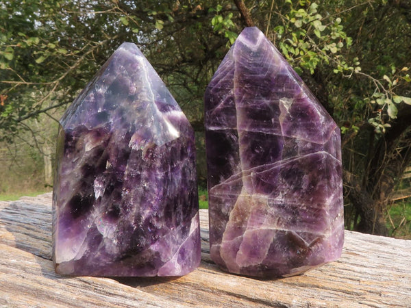 Polished Stunning Rich Amethyst Crystal Points x 2 From Zambia - TopRock