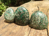 Polished Emerald In Matrix Standing Free Forms x 3 From Sandawana, Zimbabwe - TopRock