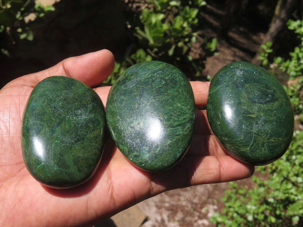 Polished Green Verdite Palm Stones  x 12 From Mazoe, Zimbabwe - Toprock Gemstones and Minerals 