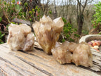 Natural Cascading Smokey Quartz Clusters x 3 From Luena, Congo - Toprock Gemstones and Minerals 