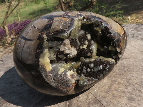 Polished Septerye Sauvage Dragons Egg With Yellow Calcite Crystals  x 1 From Mahajanga, Madagascar