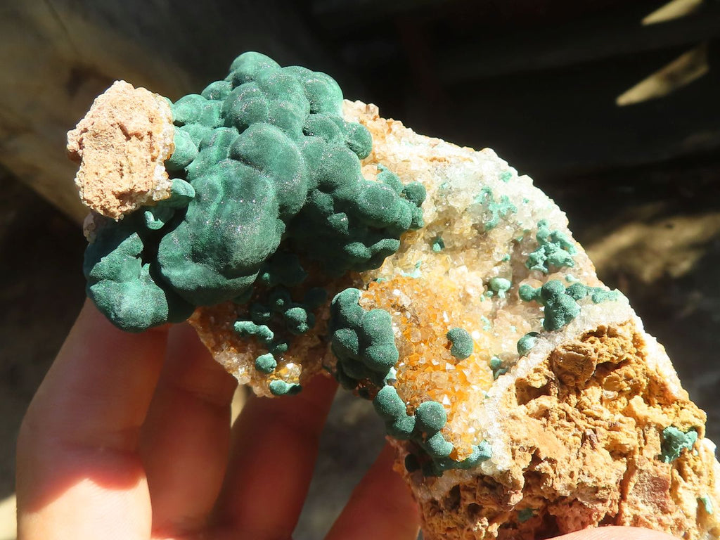 Natural Rare Ball Malachite On Drusy Quartz & Dolomite Matrix  x 2 From Kambove, Congo - Toprock Gemstones and Minerals 