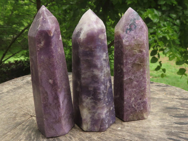 Polished Purple Lepidolite Points  x 3 From Madagascar - TopRock