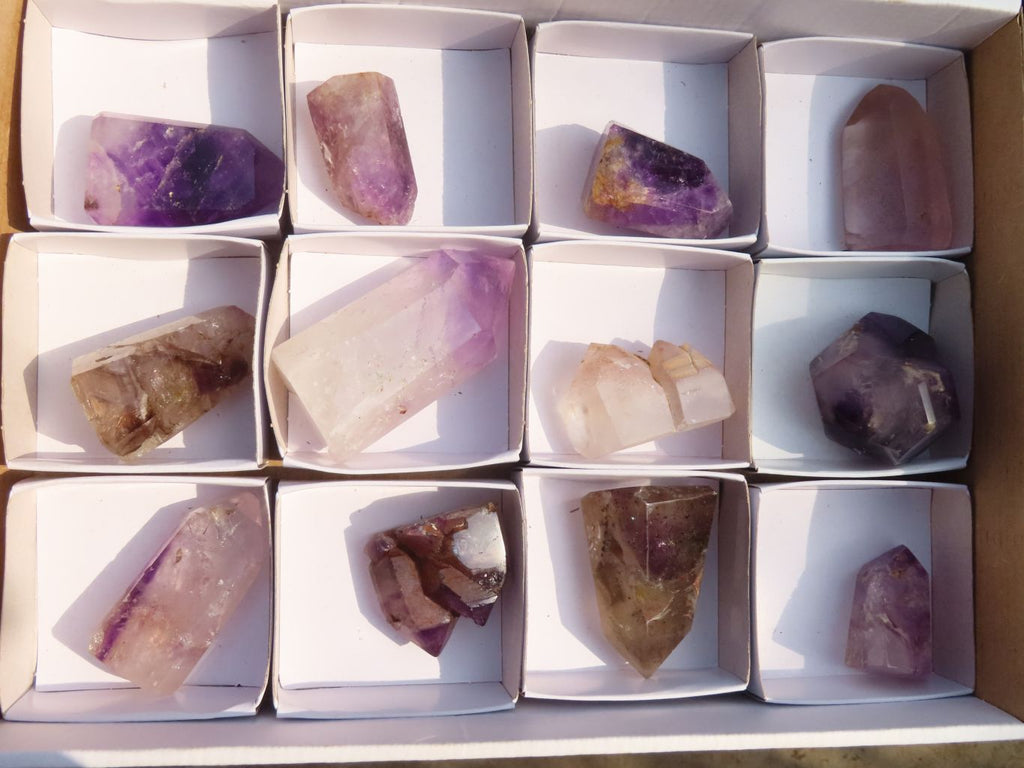 Polished Small Amethyst Points x 12 From Ambatondrazaka, Madagascar - Toprock Gemstones and Minerals 