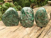 Polished Emerald In Matrix Standing Free Forms x 3 From Sandawana, Zimbabwe - TopRock