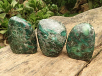 Polished Emerald In Matrix Standing Free Forms x 3 From Sandawana, Zimbabwe - TopRock