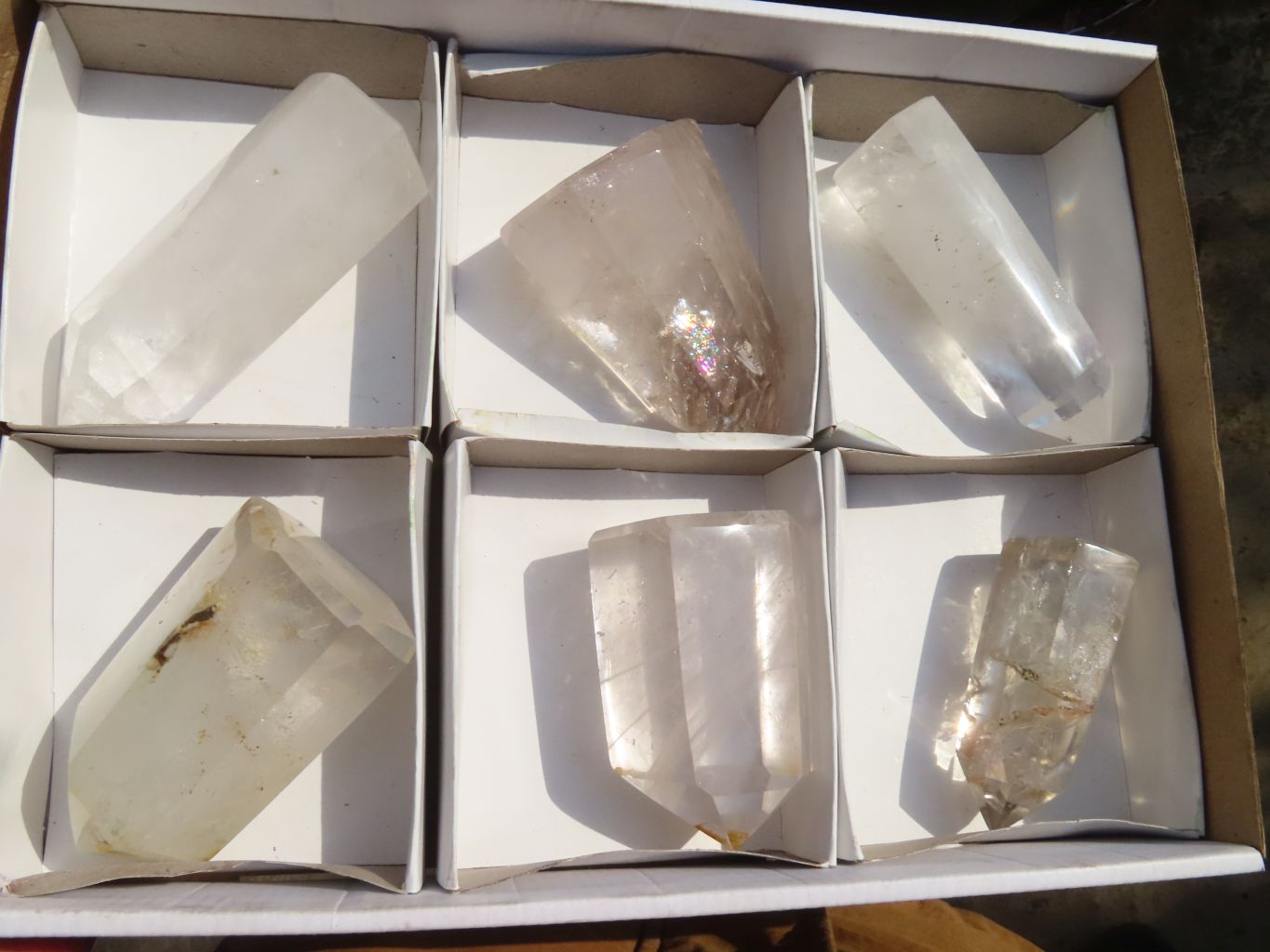 Polished Clear Quartz Crystal Points  x 6 From Madagascar - Toprock Gemstones and Minerals 