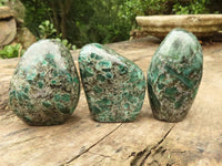 Polished Emerald In Matrix Standing Free Forms x 3 From Sandawana, Zimbabwe - TopRock