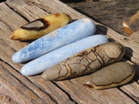 Polished Blue Calcite & Septerye Massage Wands x 5 From Madagascar - Toprock Gemstones and Minerals 