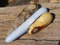 Polished Blue Calcite & Septerye Massage Wands x 5 From Madagascar - Toprock Gemstones and Minerals 