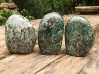 Polished Emerald In Matrix Standing Free Forms x 3 From Sandawana, Zimbabwe - TopRock