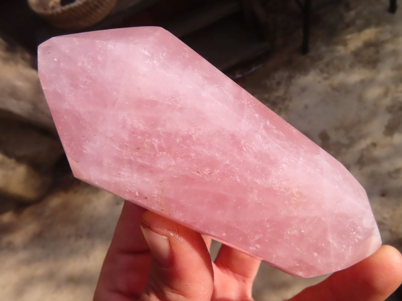 Polished Double Terminated Rose Quartz Points x 4 From Ambatondrazaka, Madagascar - Toprock Gemstones and Minerals 