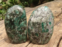 Polished Emerald In Matrix Standing Free Forms x 3 From Sandawana, Zimbabwe - TopRock