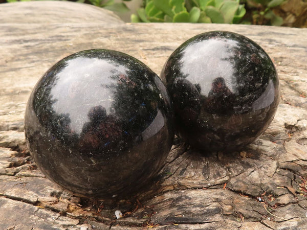 Polished Rare Blue Iolite / Water Sapphire Spheres  x 2 From Madagascar - TopRock