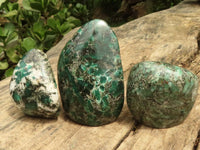 Polished Emerald In Matrix Standing Free Forms x 3 From Sandawana, Zimbabwe - TopRock