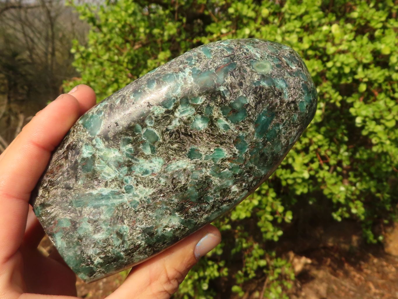 Polished Emerald Mica In Matrix Standing Free Forms x 1 From Mutoko, Zimbabwe - Toprock Gemstones and Minerals 