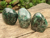 Polished Emerald In Matrix Standing Free Forms x 3 From Sandawana, Zimbabwe - TopRock