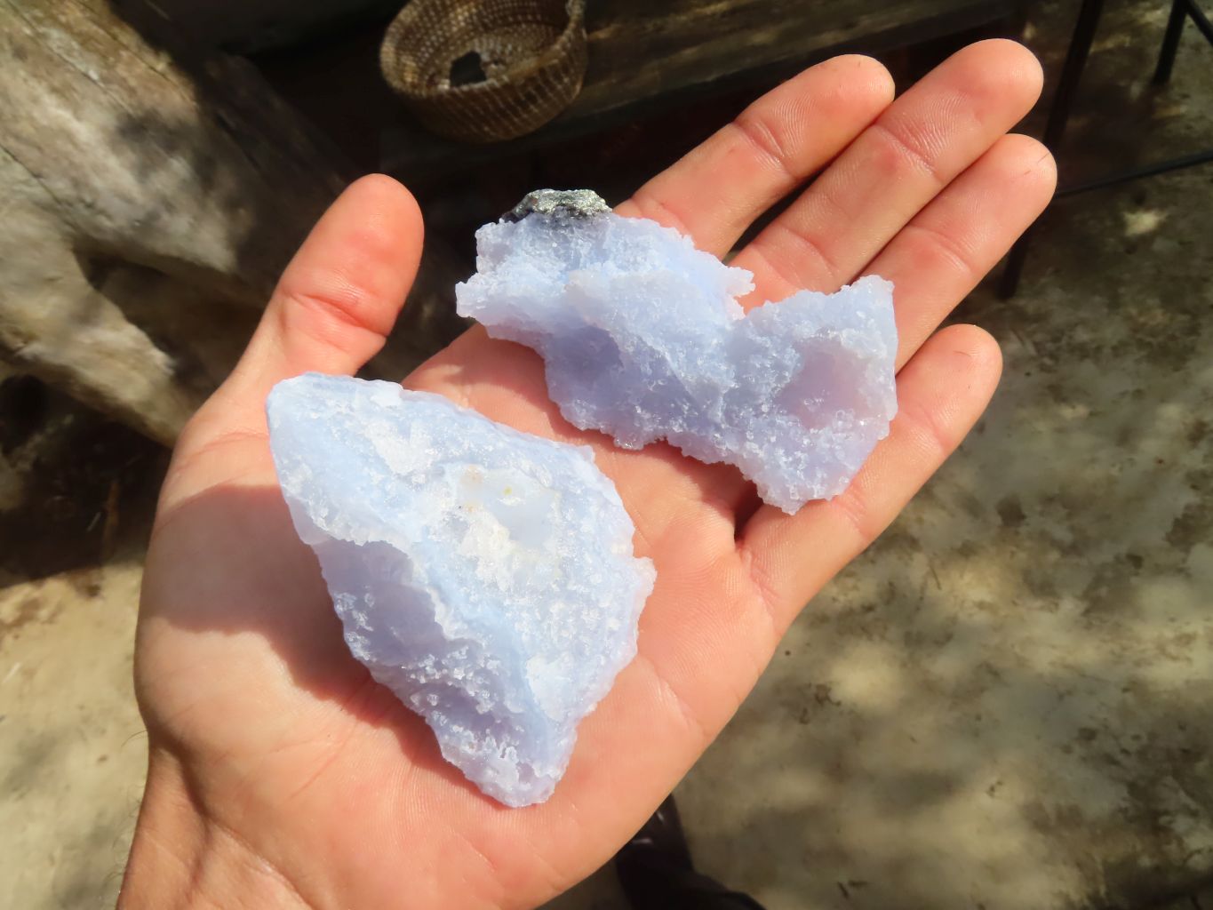 Natural Etched Blue Chalcedony Specimens  x 12 From Nsanje, Malawi - Toprock Gemstones and Minerals 