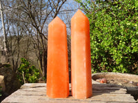 Polished Orange Twist Calcite Towers x 2 From Maevantanana, Madagascar - Toprock Gemstones and Minerals 