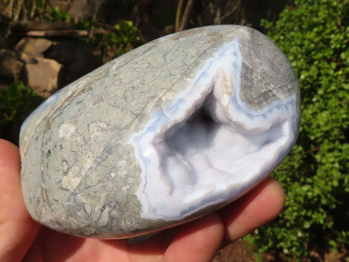 Polished Blue Lace Agate Standing Free Form x 1 From Nsanje, Malawi - Toprock Gemstones and Minerals 