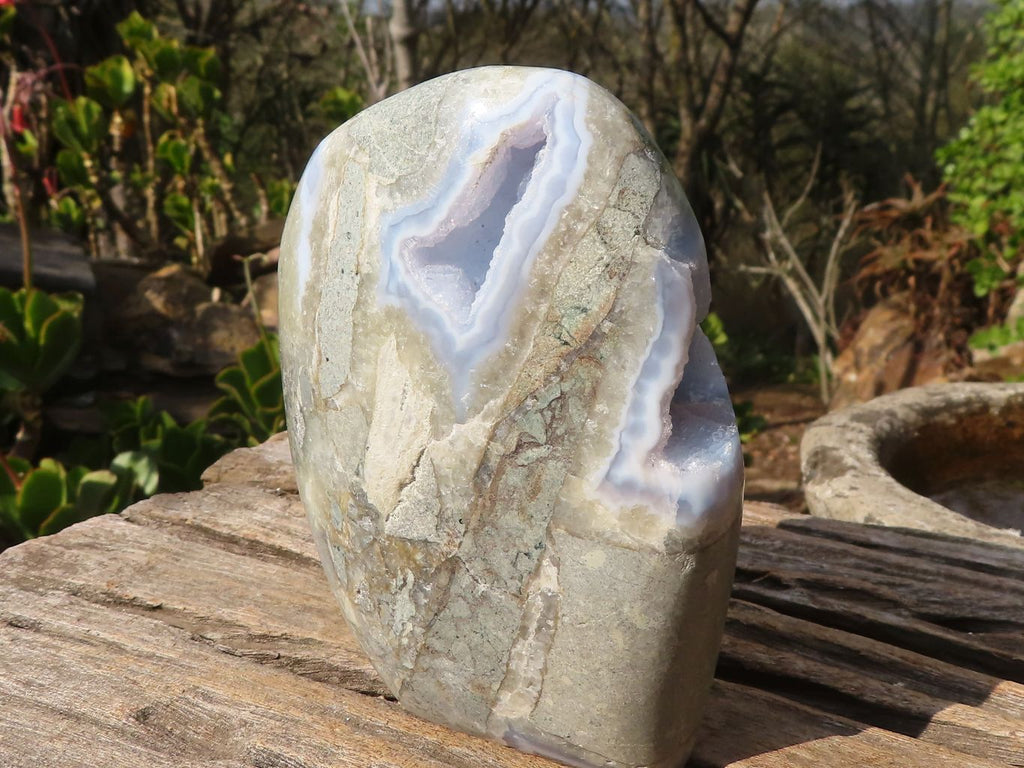 Polished Blue Lace Agate Standing Free Form x 1 From Nsanje, Malawi - Toprock Gemstones and Minerals 