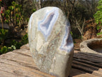 Polished Blue Lace Agate Standing Free Form x 1 From Nsanje, Malawi - Toprock Gemstones and Minerals 