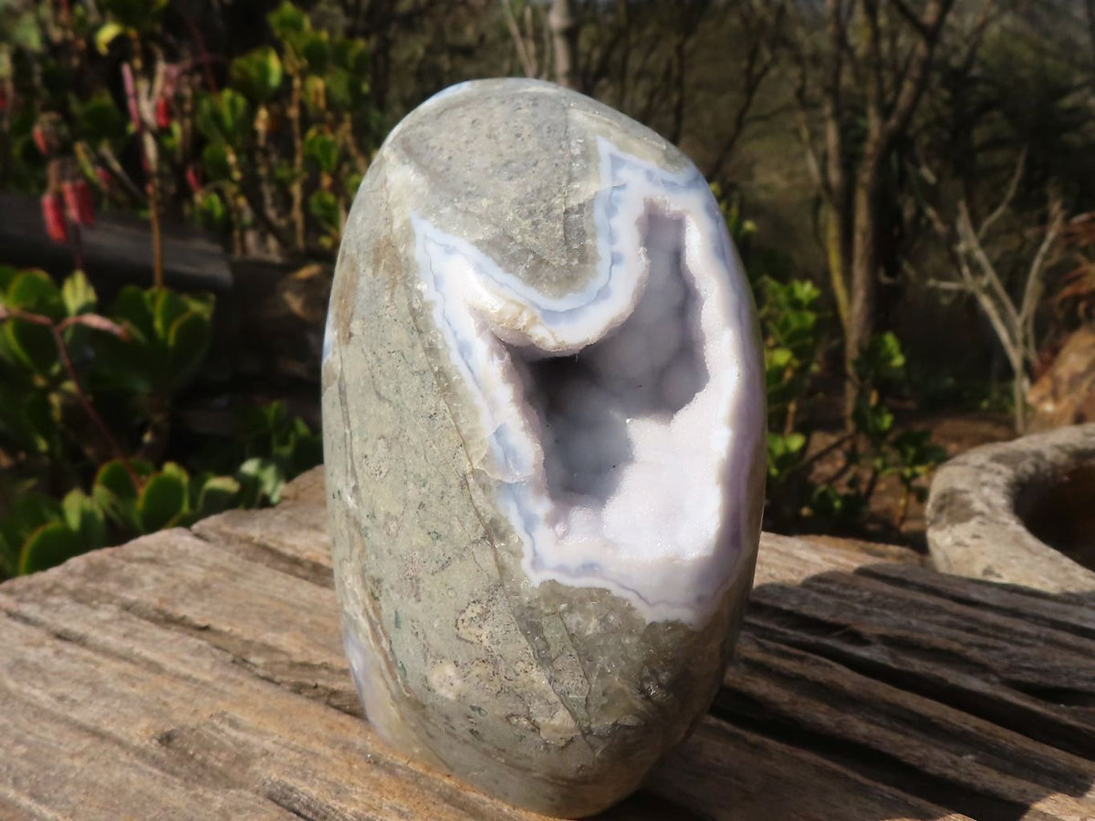 Polished Blue Lace Agate Standing Free Form x 1 From Nsanje, Malawi - Toprock Gemstones and Minerals 