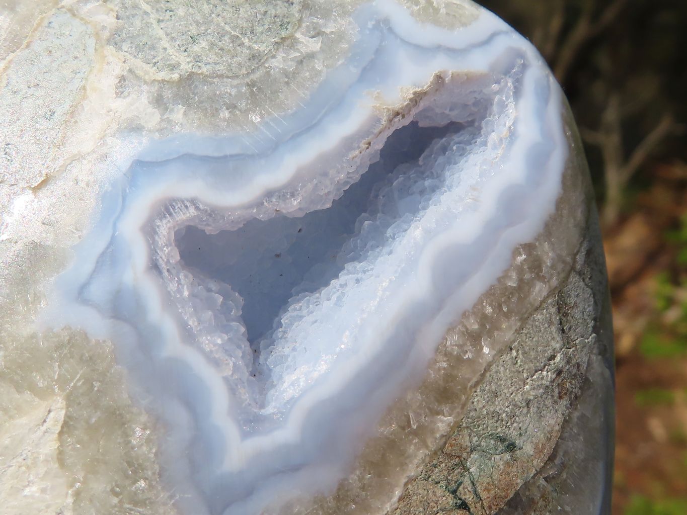 Polished Blue Lace Agate Standing Free Form x 1 From Nsanje, Malawi - Toprock Gemstones and Minerals 