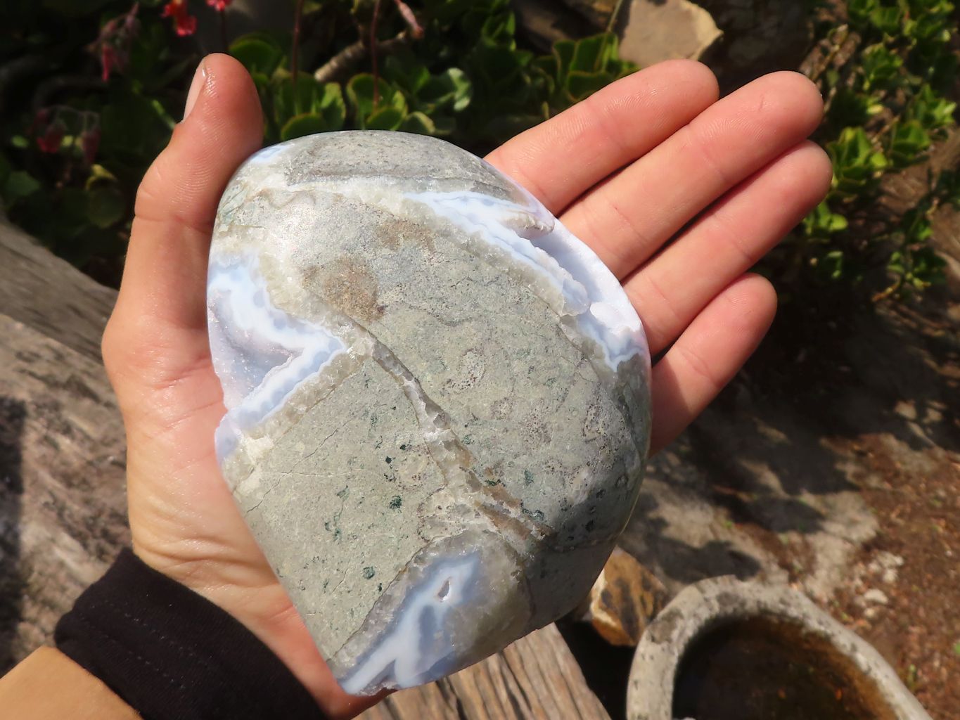 Polished Blue Lace Agate Standing Free Form x 1 From Nsanje, Malawi - Toprock Gemstones and Minerals 