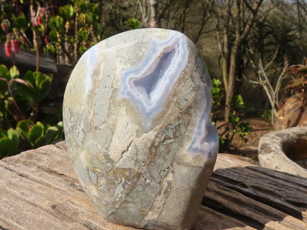 Polished Blue Lace Agate Standing Free Form x 1 From Nsanje, Malawi - Toprock Gemstones and Minerals 