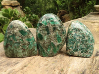 Polished Emerald In Matrix Standing Free Forms x 3 From Sandawana, Zimbabwe - TopRock