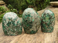 Polished Emerald In Matrix Standing Free Forms x 3 From Sandawana, Zimbabwe - TopRock