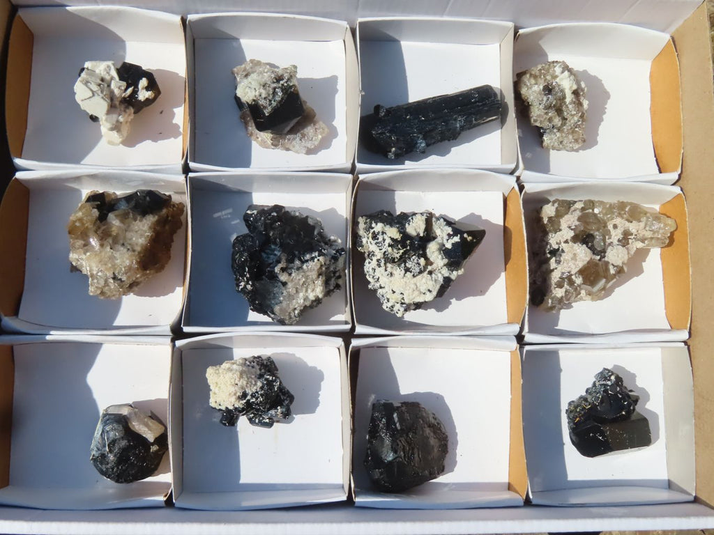 Natural Schorl Black Tourmaline Specimens x 12 From Erongo, Namibia - Toprock Gemstones and Minerals 