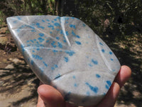 Polished Blue Spotted Spinel Quartz Standing Leaf Sculptures x 2 From Madagascar - TopRock