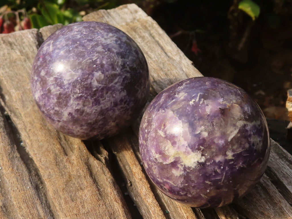 Polished  Purple Lepidolite Spheres  x 3 From Madagascar - Toprock Gemstones and Minerals 